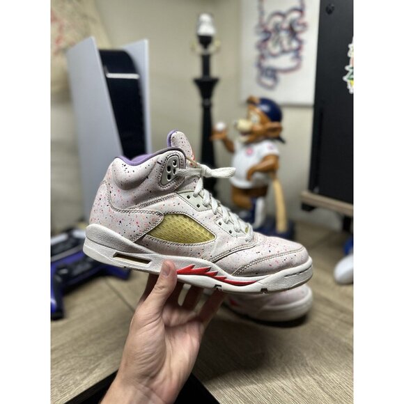 Nike Air Jordan 5 Retro "Easter" Size 7Y 8.5W Laser Crimson Splatter CT1605-100 - Picture 1 of 6